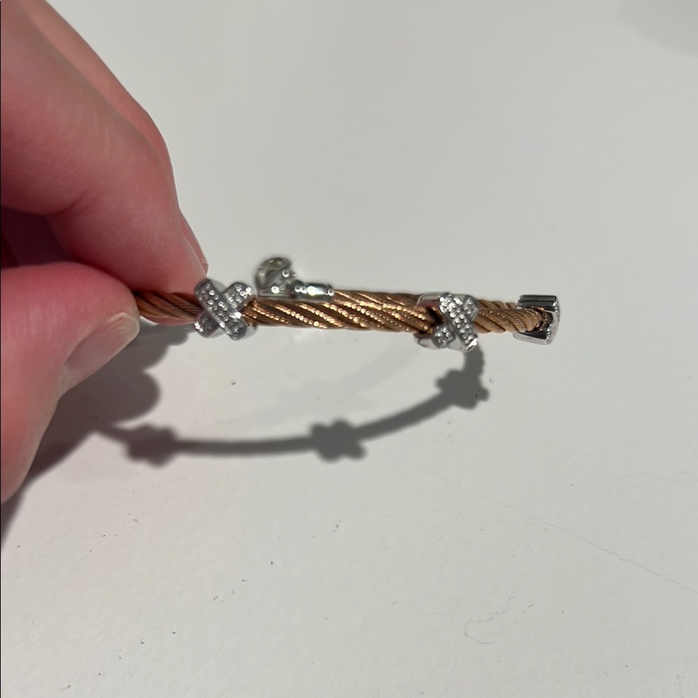 Rose Gold and Silver Rope Metal Bracelet